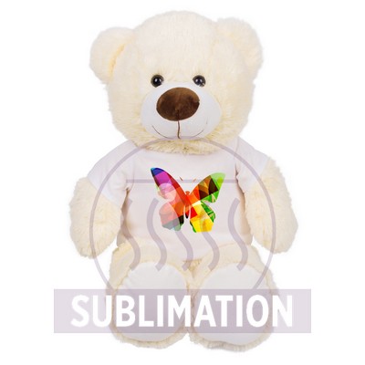 Pluszowy miś | Bernie Cream z nadrukiem Twojego logo, materiał: poliester, plusz, kolor: biały Pluszowy miś | Bernie Cream z nadrukiem Twojego logo, materiał: poliester, plusz, kolor: biały