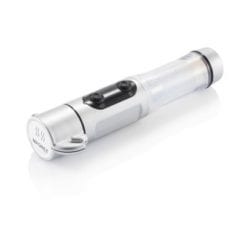 Wielofunkcyjna latarka bezpieczeństwa z nadrukiem Twojego logo, materiał: plastik, kolor: srebrny