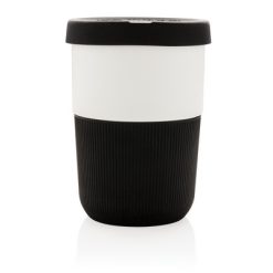 Kubek podróżny 380 ml Coffee to go z PLA z nadrukiem Twojego logo, materiał: silikon, kolor: czarny
