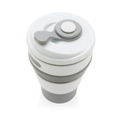 Składany kubek podróżny 350 ml z nadrukiem Twojego logo, materiał: pp, silikon, kolor: szary