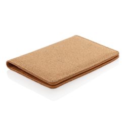 Korkowe etui na karty kredytowe i paszport, ochrona RFID z nadrukiem Twojego logo, materiał: pu, korek, kolor: brązowy