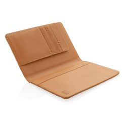 Korkowe etui na karty kredytowe i paszport, ochrona RFID z nadrukiem Twojego logo, materiał: pu, korek, kolor: brązowy