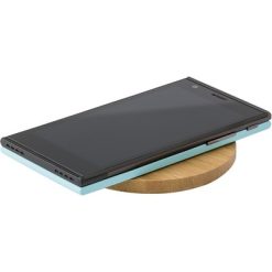 Bambusowa ładowarka bezprzewodowa z nadrukiem Twojego logo, materiał: bambus, kolor: jasnobrązowy