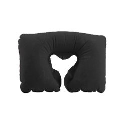 Dmuchany zagłówek podróżny z nadrukiem Twojego logo, materiał: mikrofibra, kolor: czarny