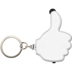 Brelok do kluczy "kciuk", lampka LED, touch pen z nadrukiem Twojego logo, materiał: metal, plastik, kolor: biały
