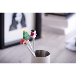 Ołówek z gumką, świąteczny wzór z nadrukiem Twojego logo, materiał: drewno, kolor: biały