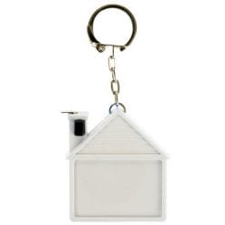 Brelok do kluczy "domek", miara 2m z nadrukiem Twojego logo, materiał: metal, plastik, kolor: biały Brelok do kluczy "domek", miara 2m z nadrukiem Twojego logo, materiał: metal, plastik, kolor: biały