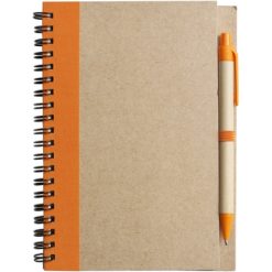 Notatnik ok. A5 z długopisem z nadrukiem Twojego logo, materiał: metal, karton, papier, kolor: pomarańczowy