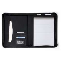Teczka konferencyjna ok. A4 z notatnikiem z nadrukiem Twojego logo, materiał: metal, papier, pvc, mikrofibra, kolor: czarny