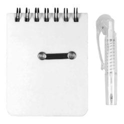 Notatnik ok. A7 z długopisem z nadrukiem Twojego logo, materiał: pp, kolor: biały