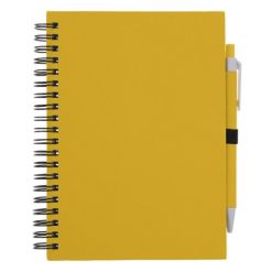 Notatnik ok. A5 z długopisem z nadrukiem Twojego logo, materiał: karton, kolor: żółty