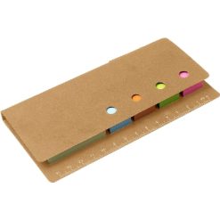 Zestaw do notatek, linijka, karteczki samoprzylepne, długopis z nadrukiem Twojego logo, materiał: papier, kolor: brązowy