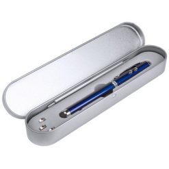 Wskaźnik laserowy, lampka LED, długopis, touch pen z nadrukiem Twojego logo, materiał: metal, kolor: granatowy