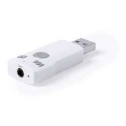 Bezprzewodowy odbiornik, mikrofon, funkcja odbierania połączeń, czytnik kart TF z nadrukiem Twojego logo, materiał: plastik, kolor: biały