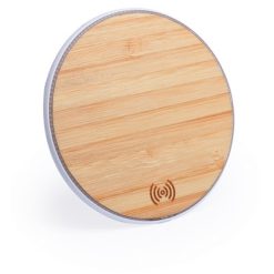 Ładowarka bezprzewodowa 10W z nadrukiem Twojego logo, materiał: plastik, bambus, kolor: brązowy