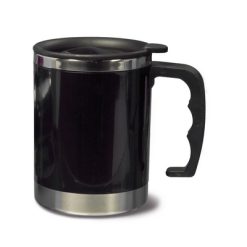 Kubek termiczny 400 ml z nadrukiem Twojego logo, materiał: plastik, stal nierdzewna, stal, as, kolor: czarny
