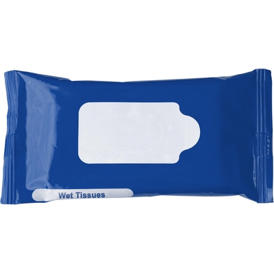 Chusteczki nawilżane z nadrukiem Twojego logo, materiał: non-woven, kolor: niebieski Chusteczki nawilżane z nadrukiem Twojego logo, materiał: non-woven, kolor: niebieski