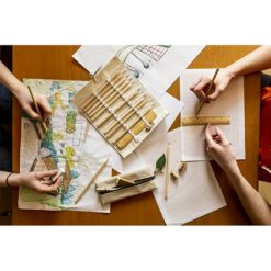 Zestaw szkolny, piórnik, ołówek, długopis, linijka, gumka i temperówka | Landon z nadrukiem Twojego logo, materiał: drewno, papier, bawełna, kolor: neutralny