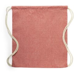 Worek ze sznurkiem z bawełny z recyklingu z nadrukiem Twojego logo, materiał: bawełna, kolor: czerwony