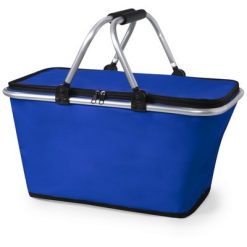 Koszyk na zakupy, składany, torba termoizolacyjna z nadrukiem Twojego logo, materiał: aluminium, poliester, kolor: niebieski
