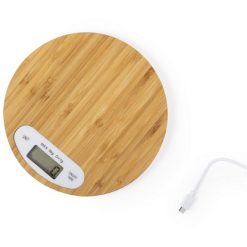 Bambusowa waga kuchenna z nadrukiem Twojego logo, materiał: bambus, kolor: brązowy