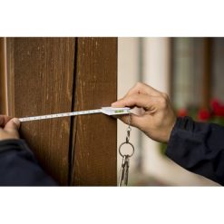 Brelok do kluczy, miara 1m i poziomica | Pascal z nadrukiem Twojego logo, materiał: metal, plastik, kolor: biały