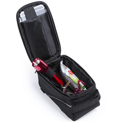 Torba rowerowa z nadrukiem Twojego logo, materiał: poliester, kolor: czarny Torba rowerowa z nadrukiem Twojego logo, materiał: poliester, kolor: czarny