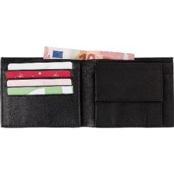 Portfel, ochrona RFID z nadrukiem Twojego logo, materiał: skóra, kolor: czarny