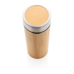 Bambusowa butelka termiczna 300 ml z nadrukiem Twojego logo, materiał: bambus, stal nierdzewna, stal, kolor: brązowy