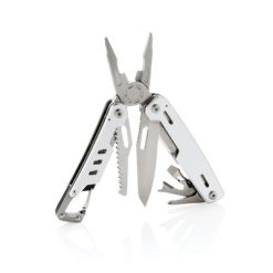 Narzędzie wielofunkcyjne z karabińczykiem Solid, 11 el. z nadrukiem Twojego logo, materiał: aluminium, stal nierdzewna, stal, kolor: srebrny