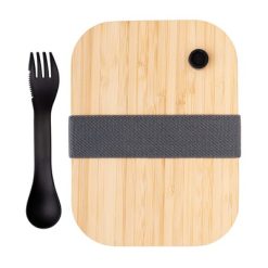 Szklany pojemnik na żywność z nadrukiem Twojego logo, materiał: bambus, szkło, kolor: neutralny