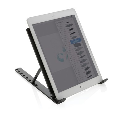 Składany stojak na laptopa do 15,6" Terra z nadrukiem Twojego logo, materiał: aluminium, tpu, kolor: szary Składany stojak na laptopa do 15,6" Terra z nadrukiem Twojego logo, materiał: aluminium, tpu, kolor: szary