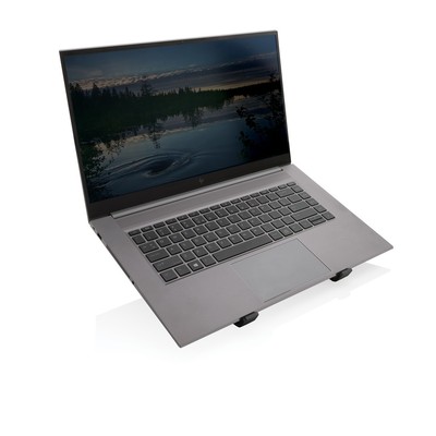 Składany stojak na laptopa do 15,6" Terra z nadrukiem Twojego logo, materiał: aluminium, tpu, kolor: szary Składany stojak na laptopa do 15,6" Terra z nadrukiem Twojego logo, materiał: aluminium, tpu, kolor: szary