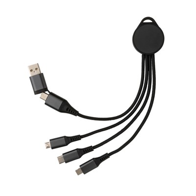 Kabel do ładowania 6 w 1 Terra z nadrukiem Twojego logo, materiał: aluminium, tpe, kolor: szary Kabel do ładowania 6 w 1 Terra z nadrukiem Twojego logo, materiał: aluminium, tpe, kolor: szary