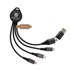 Kabel do ładowania 6 w 1 Terra z nadrukiem Twojego logo, materiał: aluminium, tpe, kolor: szary