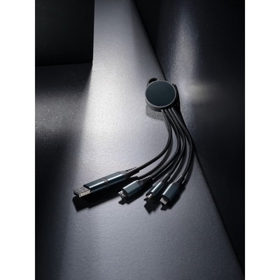 Kabel do ładowania 6 w 1 Terra z nadrukiem Twojego logo, materiał: aluminium, tpe, kolor: szary Kabel do ładowania 6 w 1 Terra z nadrukiem Twojego logo, materiał: aluminium, tpe, kolor: szary