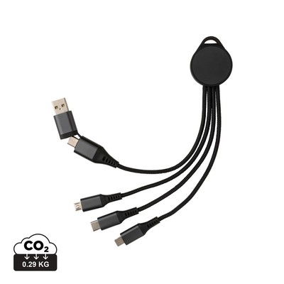 Kabel do ładowania 6 w 1 Terra z nadrukiem Twojego logo, materiał: aluminium, tpe, kolor: szary Kabel do ładowania 6 w 1 Terra z nadrukiem Twojego logo, materiał: aluminium, tpe, kolor: szary