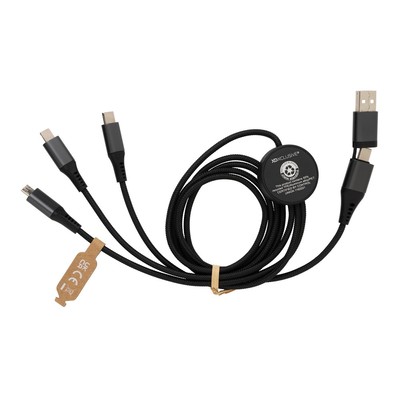 Kabel do ładowania 6 w 1 Terra z nadrukiem Twojego logo, materiał: aluminium, tpe, kolor: szary Kabel do ładowania 6 w 1 Terra z nadrukiem Twojego logo, materiał: aluminium, tpe, kolor: szary
