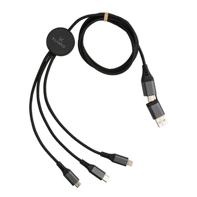 Kabel do ładowania 6 w 1 Terra z nadrukiem Twojego logo, materiał: aluminium, tpe, kolor: szary Kabel do ładowania 6 w 1 Terra z nadrukiem Twojego logo, materiał: aluminium, tpe, kolor: szary