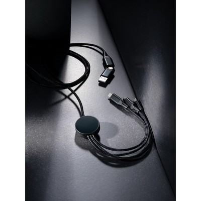 Kabel do ładowania 6 w 1 Terra z nadrukiem Twojego logo, materiał: aluminium, tpe, kolor: szary Kabel do ładowania 6 w 1 Terra z nadrukiem Twojego logo, materiał: aluminium, tpe, kolor: szary
