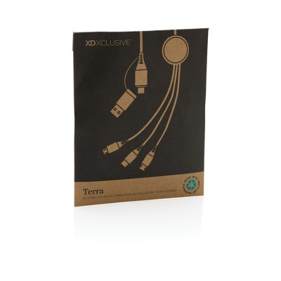 Kabel do ładowania 6 w 1 Terra z nadrukiem Twojego logo, materiał: aluminium, tpe, kolor: szary Kabel do ładowania 6 w 1 Terra z nadrukiem Twojego logo, materiał: aluminium, tpe, kolor: szary