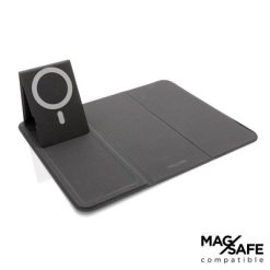 Magnetyczna ładowarka bezprzewodowa 10W z nadrukiem Twojego logo, materiał: karton, pu, kolor: czarny