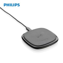 Ładowarka bezprzewodowa 10W Philips z nadrukiem Twojego logo, materiał: plastik, kolor: czarny