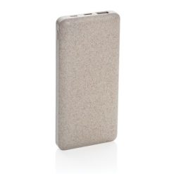 Power bank 10000 mAh z nadrukiem Twojego logo, materiał: plastik, słoma pszeniczna, kolor: khaki