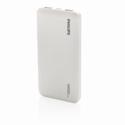 Power bank 10000 mAh Philips z nadrukiem Twojego logo, materiał: plastik, kolor: biały
