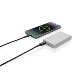 Power bank 5000 mAh, ładowarka bezprzewodowa 5W z nadrukiem Twojego logo, kolor: biały