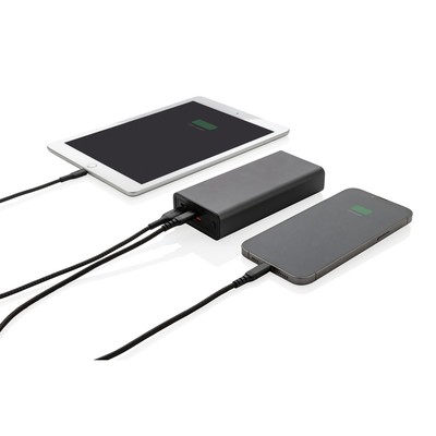 Power bank 20000 mAh Terra, aluminium z recyklingu z nadrukiem Twojego logo, materiał: aluminium, kolor: szary Power bank 20000 mAh Terra, aluminium z recyklingu z nadrukiem Twojego logo, materiał: aluminium, kolor: szary