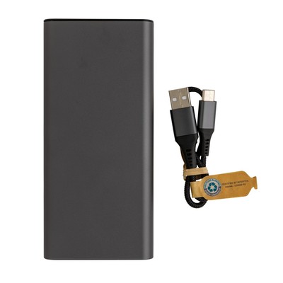 Power bank 20000 mAh Terra, aluminium z recyklingu z nadrukiem Twojego logo, materiał: aluminium, kolor: szary Power bank 20000 mAh Terra, aluminium z recyklingu z nadrukiem Twojego logo, materiał: aluminium, kolor: szary