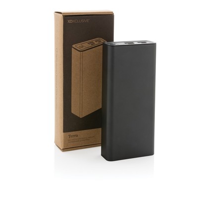 Power bank 20000 mAh Terra, aluminium z recyklingu z nadrukiem Twojego logo, materiał: aluminium, kolor: szary Power bank 20000 mAh Terra, aluminium z recyklingu z nadrukiem Twojego logo, materiał: aluminium, kolor: szary