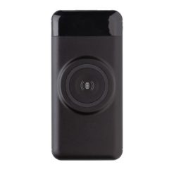 Power bank 10000 mAh, ładowarka bezprzewodowa 3W z nadrukiem Twojego logo, materiał: plastik, kolor: czarny